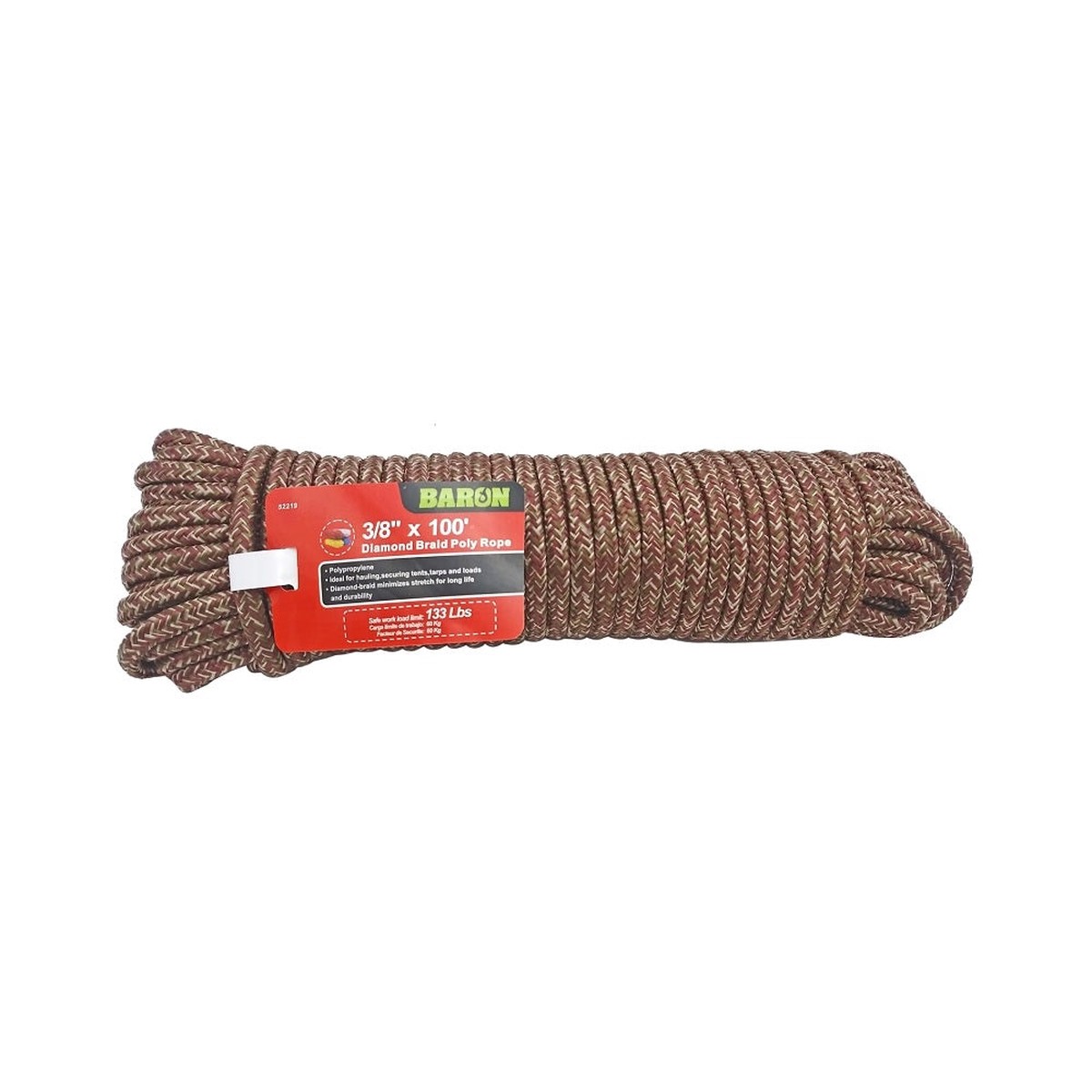 Baron 52219 Diamond Braided Rope 38 Inch X 100 Feet Camo