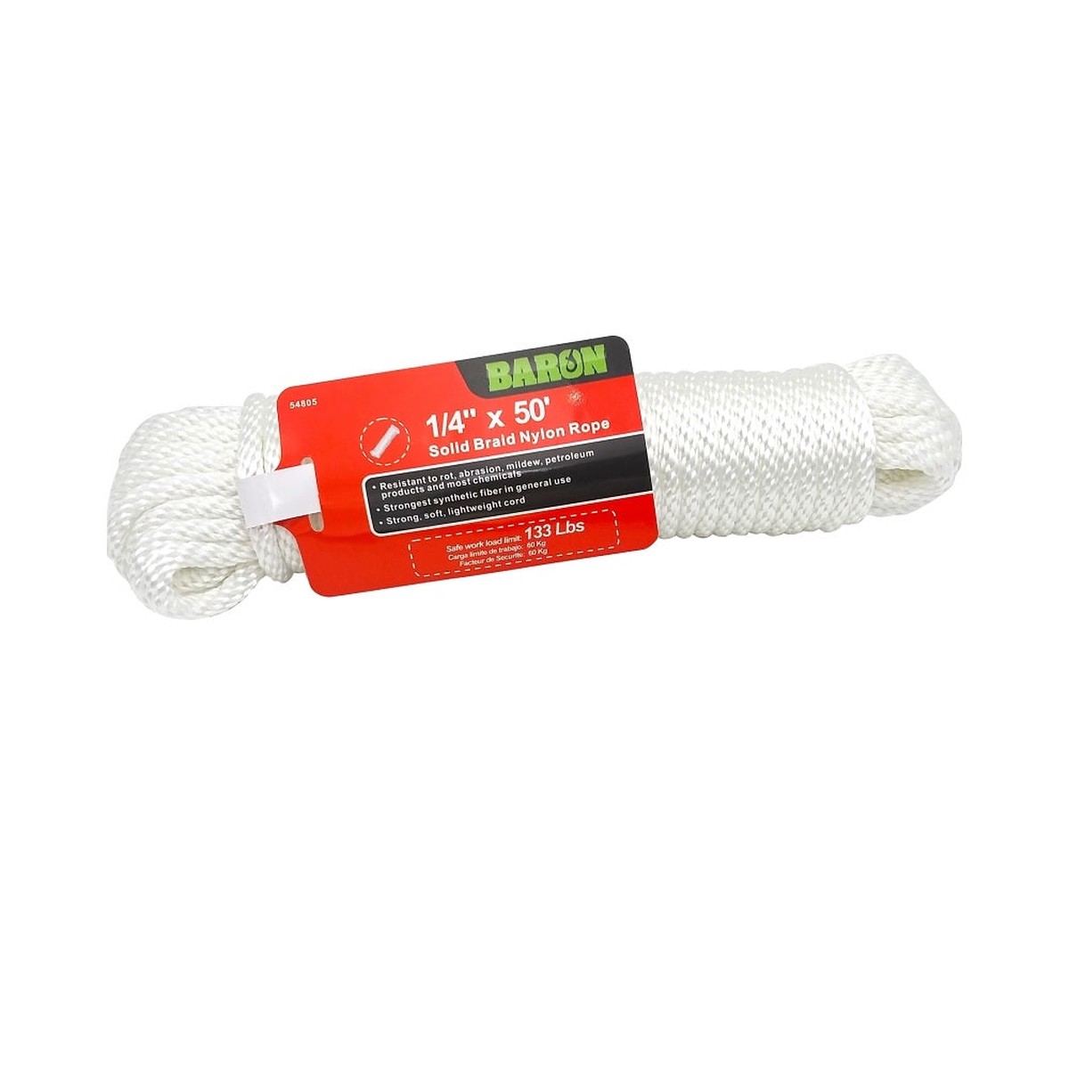 Baron 54805 Smooth Braided Rope 14 Inch x 50 Feet