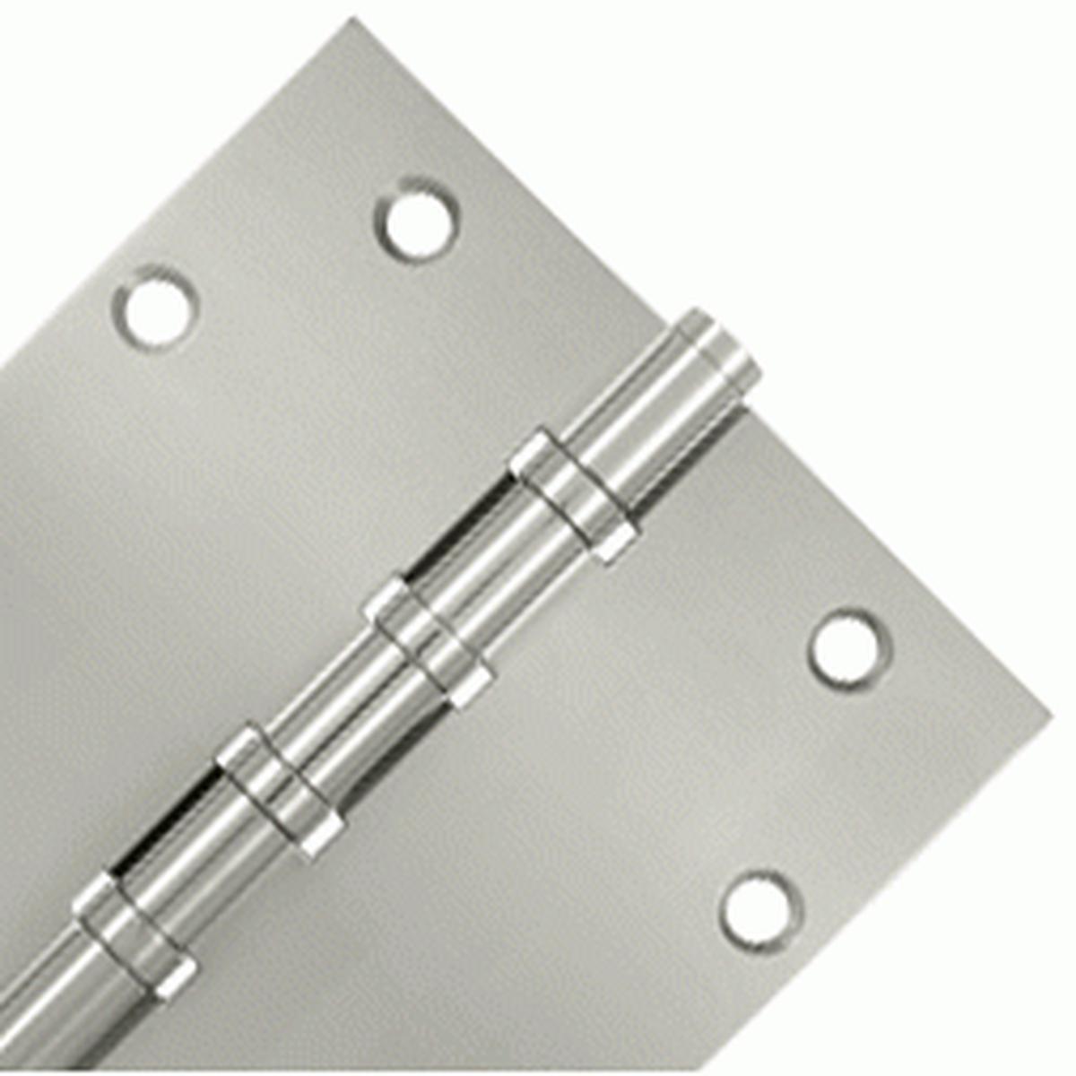 5 Inch X 5 Inch Solid Brass Four Ball Bearing Square Hinge (Polished Nickel Finish)