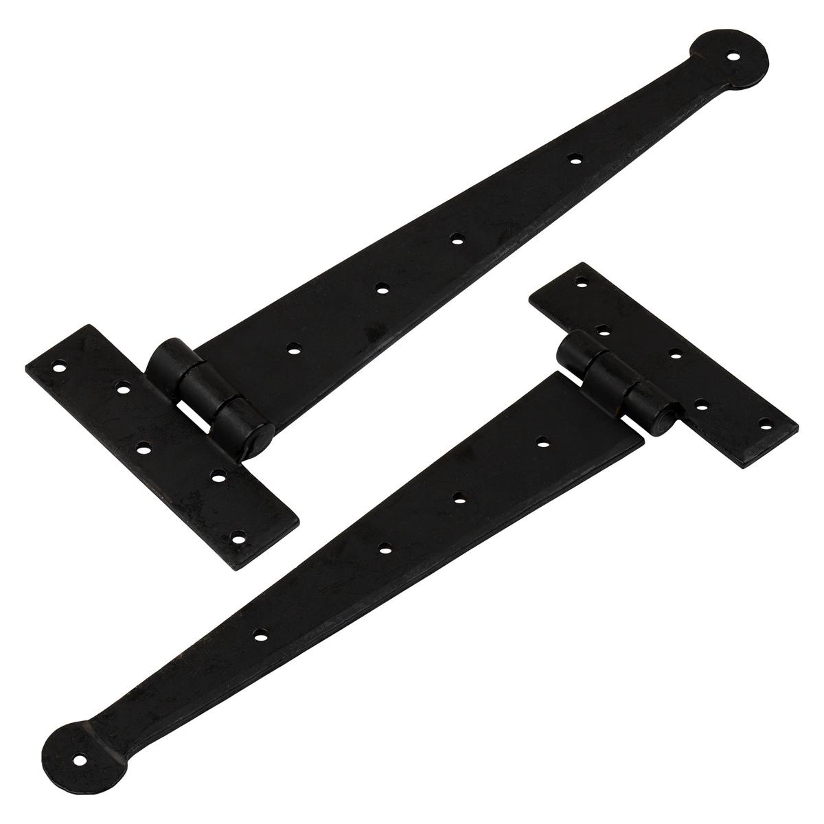 Penny End T Hinges Black - 12 Inch (pair)