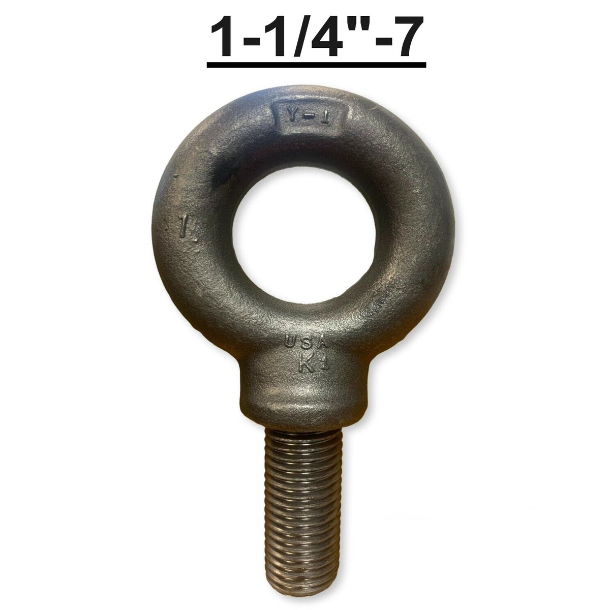 1-1/4"-7 x 3" Thread Lifting Eye Bolt Eyebolt Forged Black USA Domestic